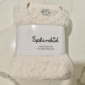 Splendid Oat Heather Fuzzy Cable Knit Sweater PJ Set